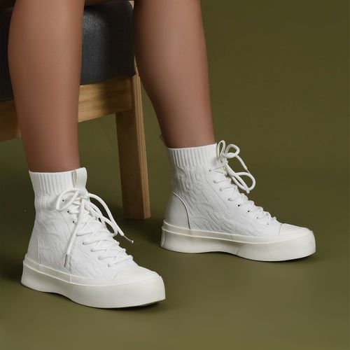Bottes chaussettes minimaliste à lacets en tricot - SHEIN - Modalova