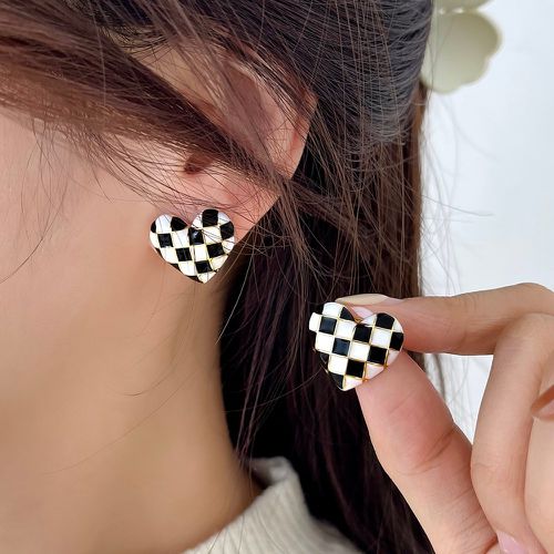 Boucles d'oreilles à carreaux design cœur - SHEIN - Modalova