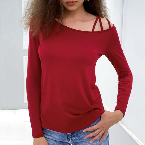 T-shirt unicolore à col asymétrique - SHEIN - Modalova