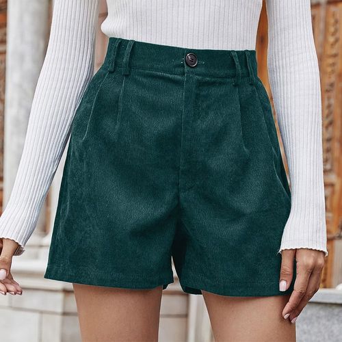 Short en velours côtelé avec zip - SHEIN - Modalova