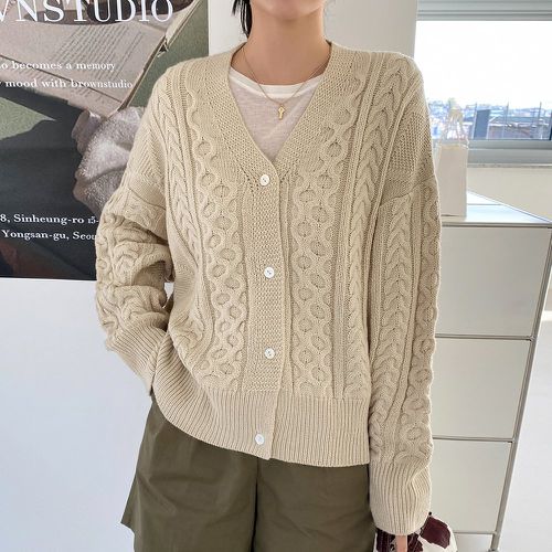 Cardigan en tricot torsadé - SHEIN - Modalova