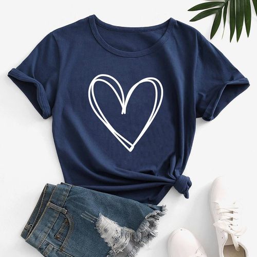 T-shirt à imprimé cœur à manches courtes - SHEIN - Modalova