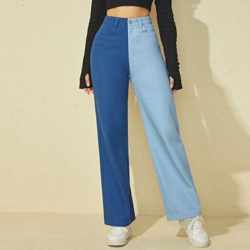 Pantalon droit taille haute à blocs de couleurs - SHEIN - Modalova