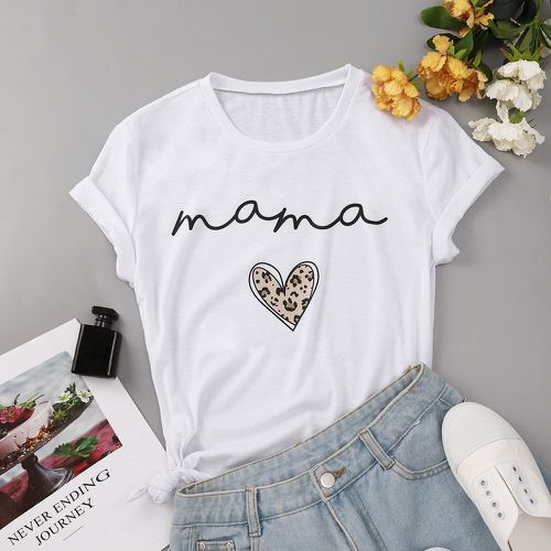 T-shirt à imprimé cœur et lettre - SHEIN - Modalova