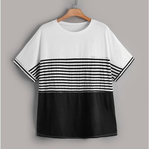 T-shirt à rayures à blocs de couleurs à manches dolman - SHEIN - Modalova