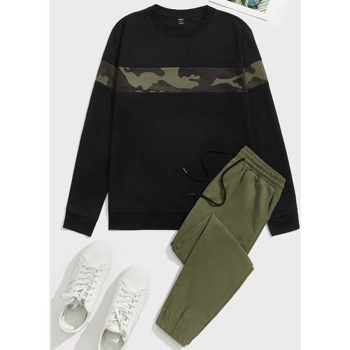 Ensemble pantalon de survêtement & sweat-shirt à motif de camouflage - SHEIN - Modalova