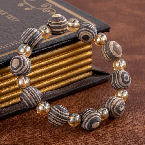 Bracelet perlé à rayures à détail boule - SHEIN - Modalova