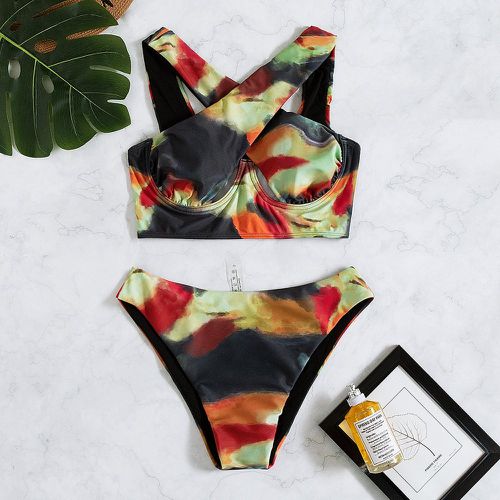 Bikini à armatures à blocs de couleurs croisé - SHEIN - Modalova