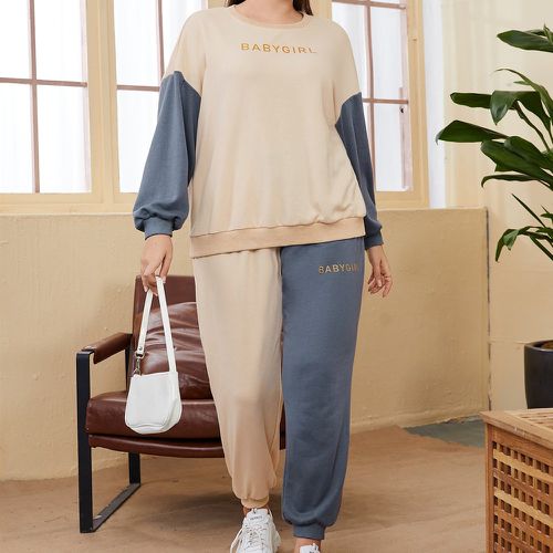 Sweat-shirt à blocs de couleurs à lettres & Pantalon de jogging - SHEIN - Modalova