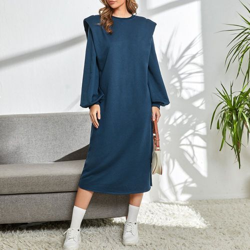 Robe sweat-shirt unicolore manches bouffantes à épaulettes - SHEIN - Modalova