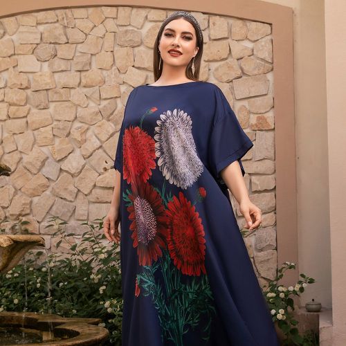 Robe tunique à imprimé floral manches chauve-souris - SHEIN - Modalova