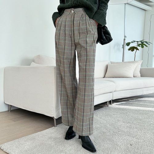Pantalon tailleur à carreaux à poche à plis - SHEIN - Modalova