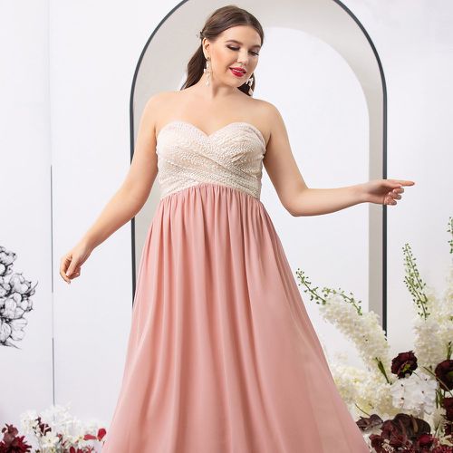 Robe de demoiselle d'honneur à tulle brodé en mousseline bustier - SHEIN - Modalova