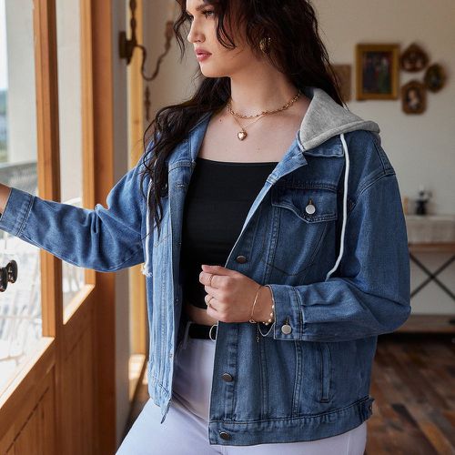Veste en jean poche à rabat à capuche - SHEIN - Modalova