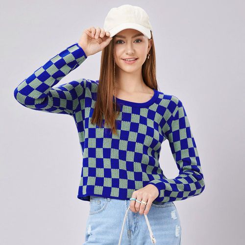 Pull à damier - SHEIN - Modalova