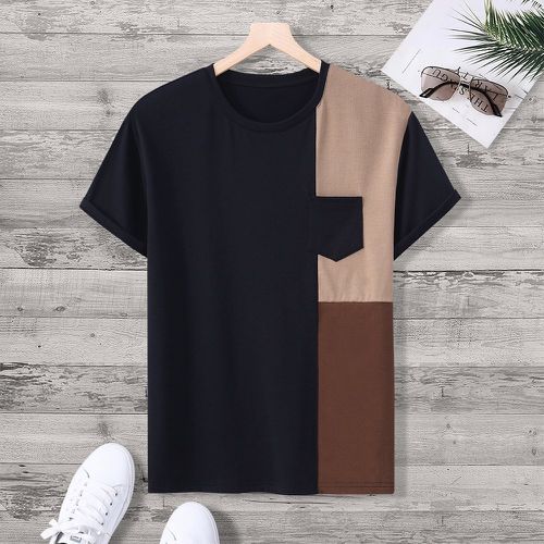 T-shirt à blocs de couleurs aléatoire patch à poche - SHEIN - Modalova