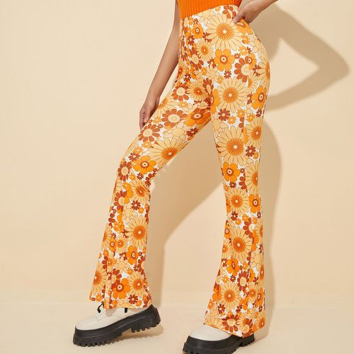 Pantalon évasé à imprimé floral taille haute - SHEIN - Modalova