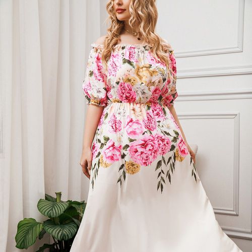 Robe à imprimé floral à plis col bardot - SHEIN - Modalova