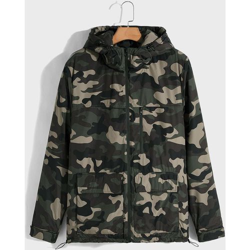 Veste à imprimé camouflage à cordon à capuche - SHEIN - Modalova