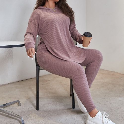 Sweat-shirt à capuche à capuche en maille gaufrée et Legging - SHEIN - Modalova