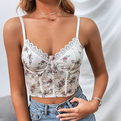 Top à fines brides fleur stéréo bustier court en dentelle - SHEIN - Modalova