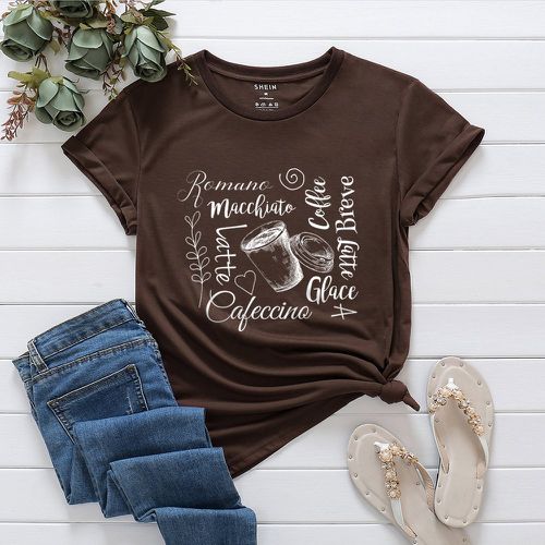 T-shirt slogan & à imprimé café - SHEIN - Modalova