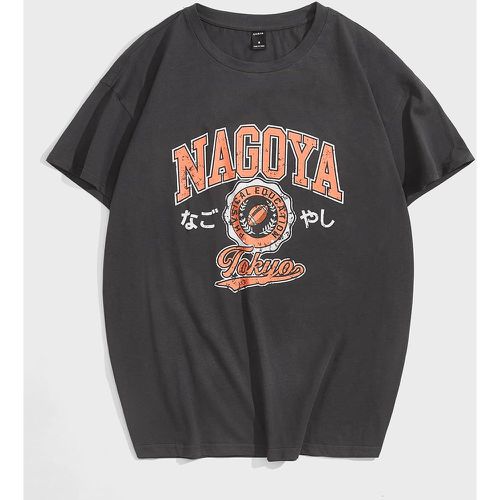 T-shirt avec motif caractère japonais et football américain graphique - SHEIN - Modalova