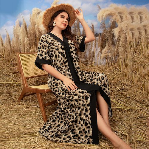 Robe léopard manches chauve-souris fendu - SHEIN - Modalova