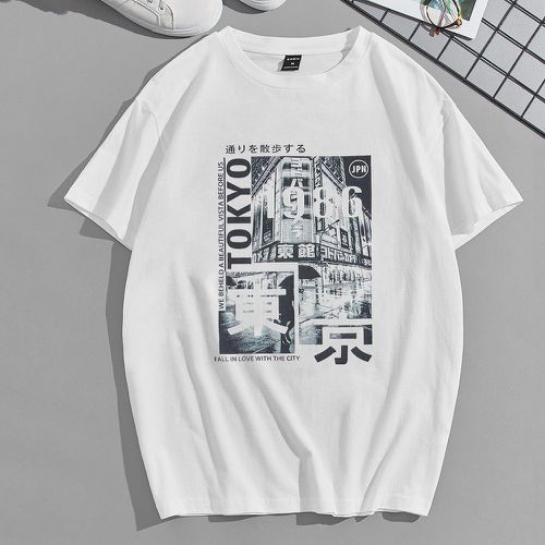 T-shirt à imprimé lettre japonaise et graphique - SHEIN - Modalova