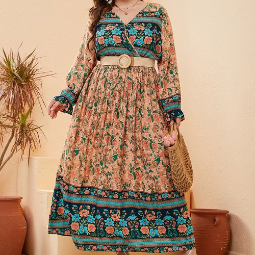 Robe à imprimé floral manches évasées (sans ceinture) - SHEIN - Modalova