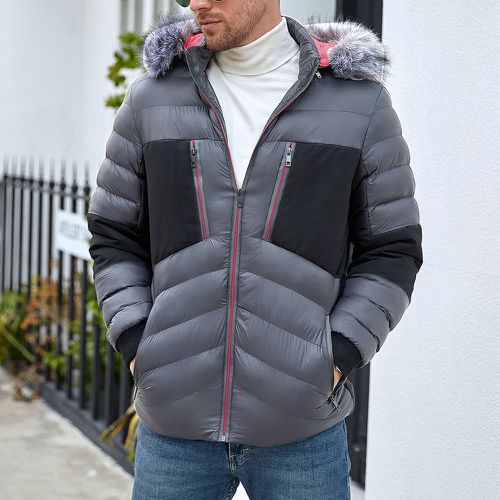 Manteau matelassé duveteux à capuche zippé - SHEIN - Modalova