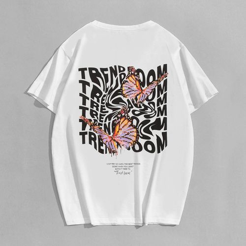 T-shirt à motif lettre et papillon graphique - SHEIN - Modalova