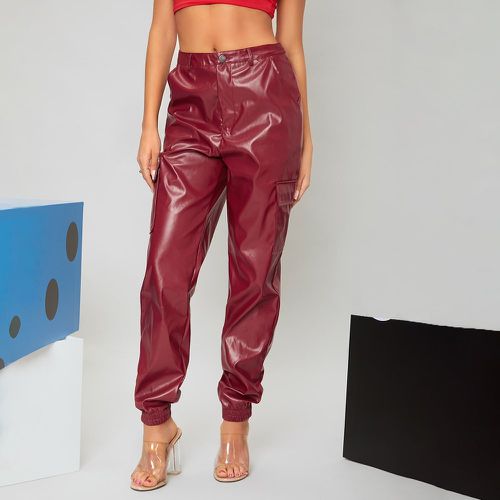 Pantalon zippé à poche à rabat en cuir PU - SHEIN - Modalova