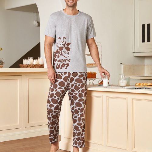 Ensemble de pyjama slogan & à imprimé girafe - SHEIN - Modalova