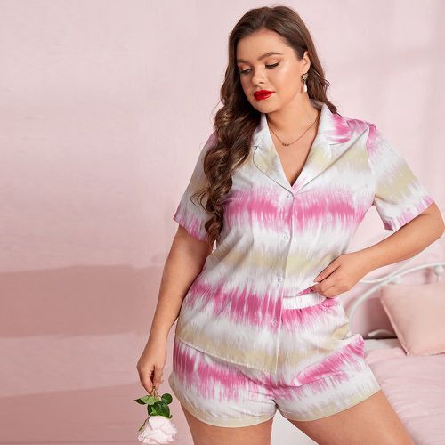 Ensemble de pyjama short & top col à revers tie dye - SHEIN - Modalova