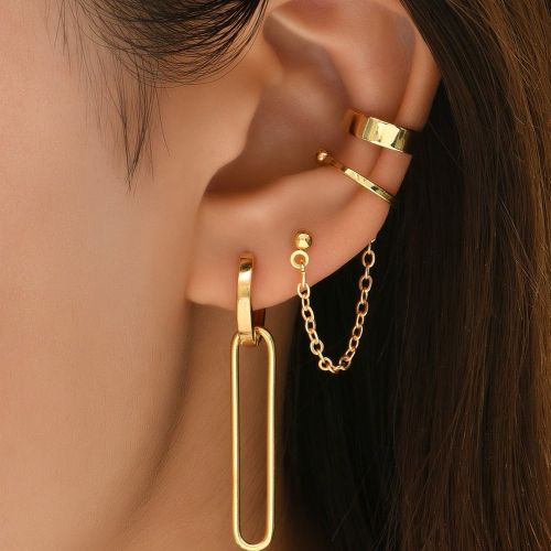 Pièces Boucles D'oreilles Géométriques Créatif À Chaîne Pour Décoration Quotidienne - SHEIN - Modalova
