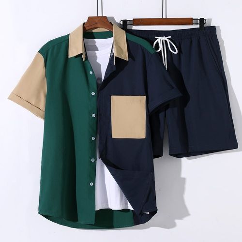 Chemise à blocs de couleur & Short à cordon(sans t-shirt) - SHEIN - Modalova