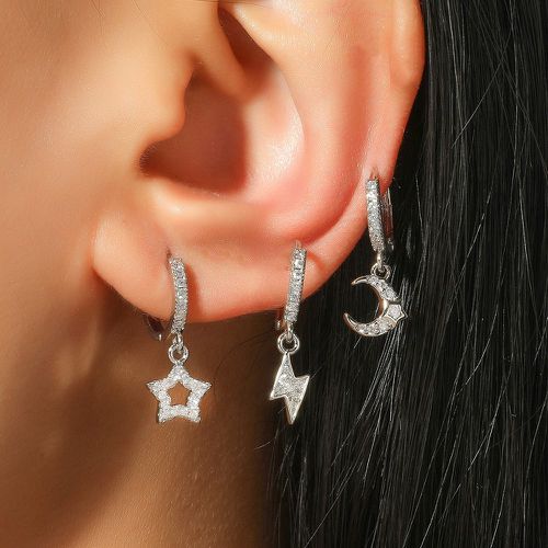 Pièces Boucles d'oreilles zircone cubique à détail étoile et lune - SHEIN - Modalova