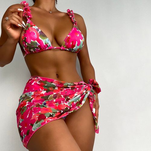 Pièces Bikini à imprimé fleur avec jupe de plage - SHEIN - Modalova