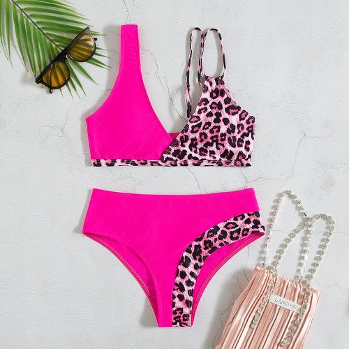 Bikini à léopard à blocs de couleurs - SHEIN - Modalova