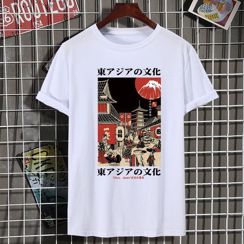 T-shirt figure & lettre japonaise - SHEIN - Modalova