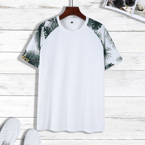 T-shirt contrastant tropical manches raglan - SHEIN - Modalova