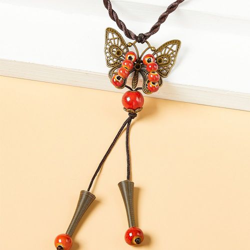 Collier céramique perle & à breloque papillon - SHEIN - Modalova