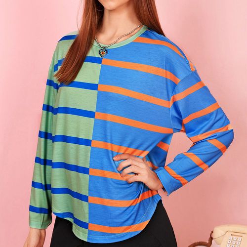 T-shirt à blocs de couleurs à rayures - SHEIN - Modalova
