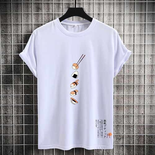 T-shirt avec motif caractère japonais & à imprimé alimentaire - SHEIN - Modalova