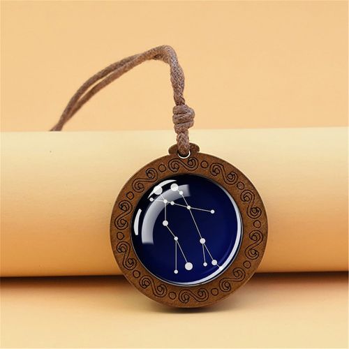 Collier Gémeaux à motif de constellation en bois à pendentif rond - SHEIN - Modalova