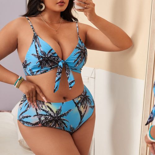 Bikini à imprimé tropical à nœud taille haute - SHEIN - Modalova