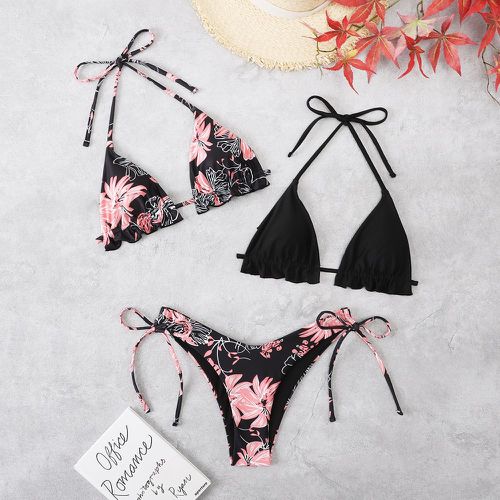 Pièces à imprimé floral Bikini triangulaire ras-du-cou & Haut de bikini - SHEIN - Modalova