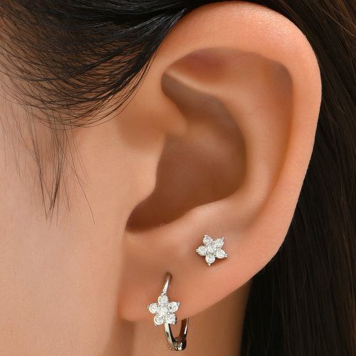 Paires Boucles d'oreilles zircone cubique à fleur - SHEIN - Modalova