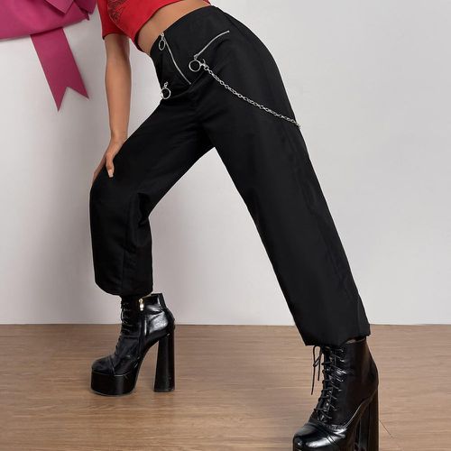 Pantalon taille haute zippé avec chaîne - SHEIN - Modalova